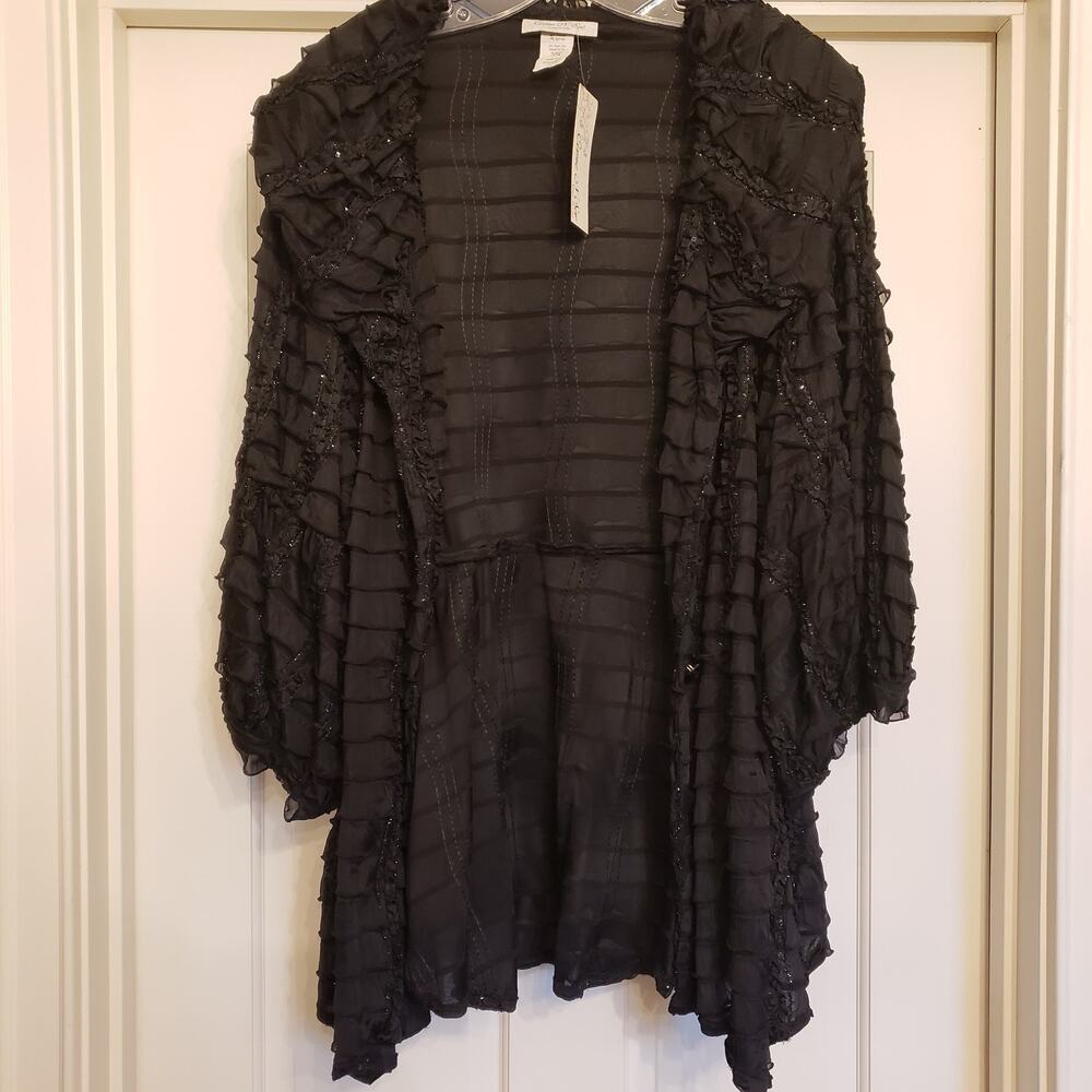 Come N See Black Ruffle Sequin Chiffon Jacket 2 PC Dress (Size 2X, NWT): - Picture 5 of 14